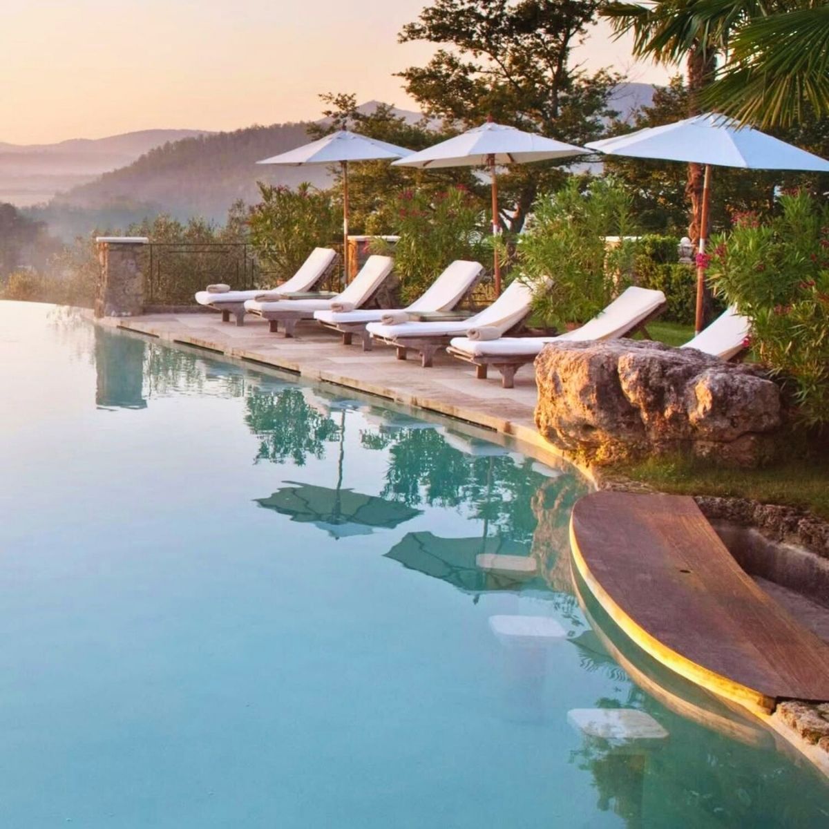 pool in tuscany overlooking the hills