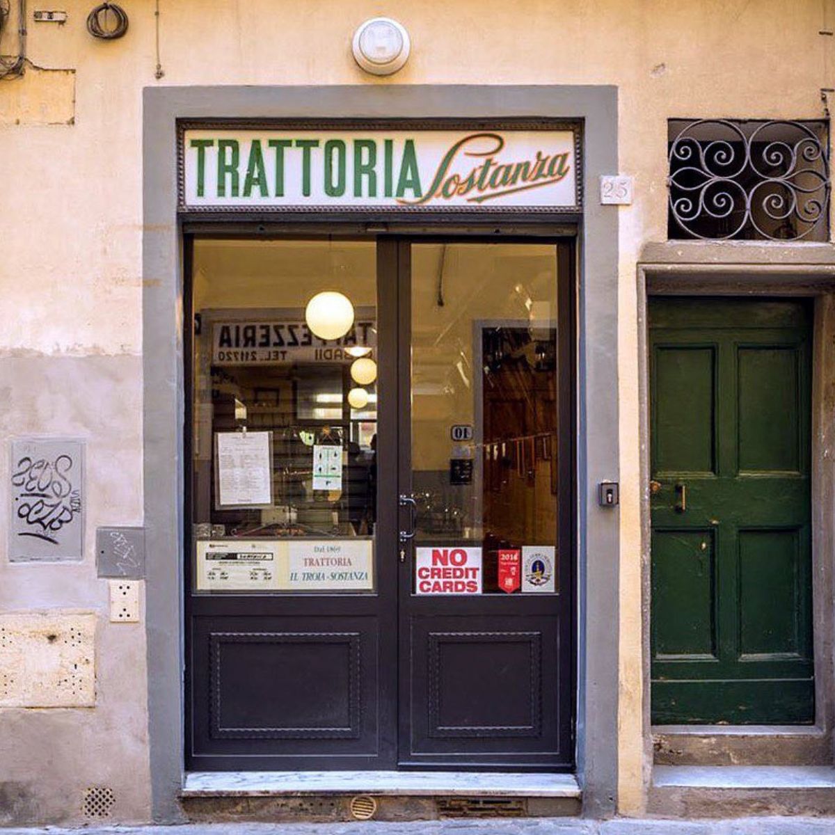front entrance of a trattoria in florence italy