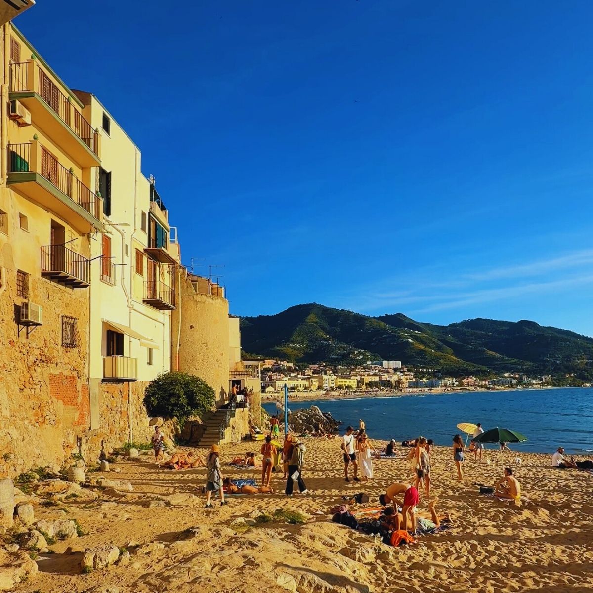 Cefalù harbor and old town view, Sicily