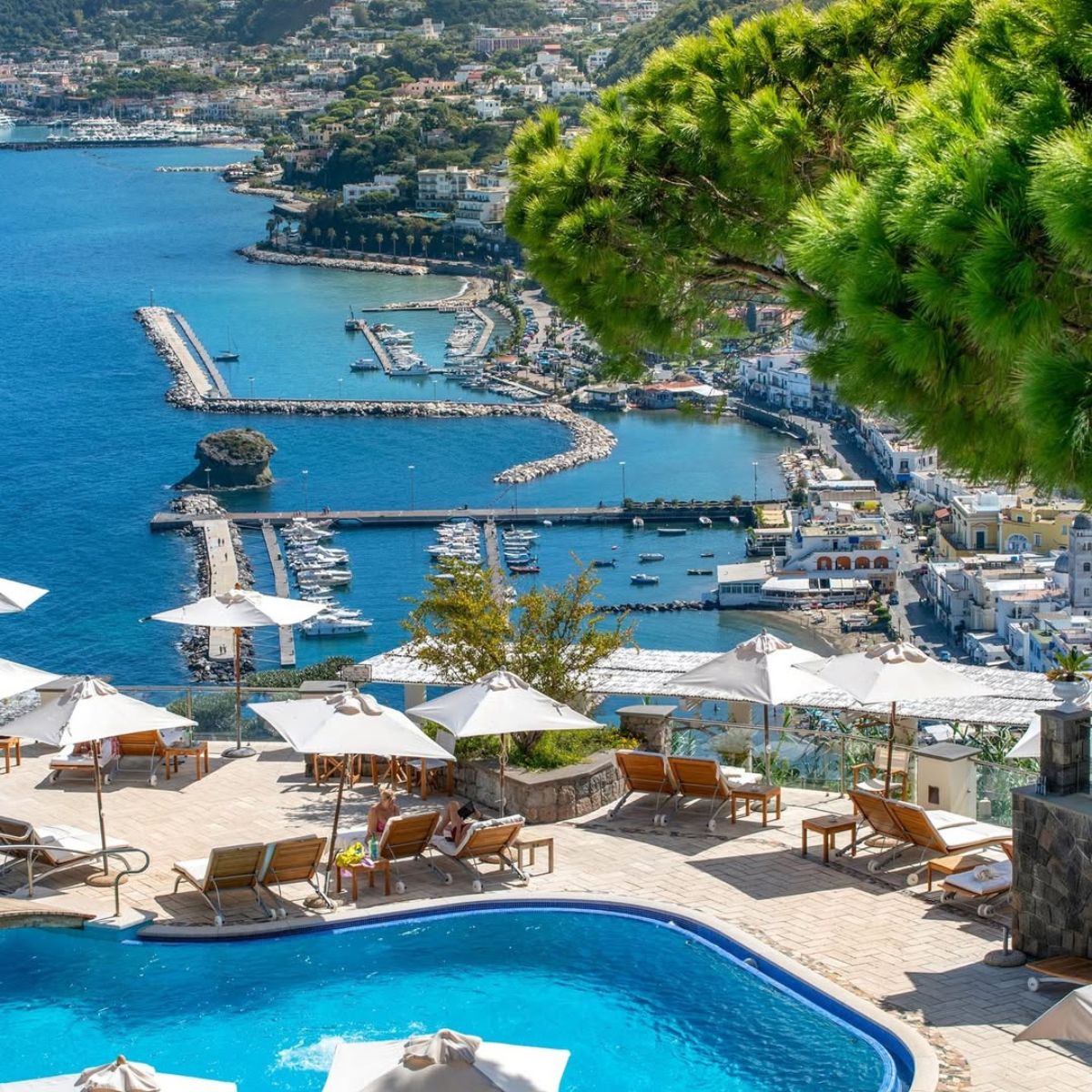Ischia — thermal pool overlooking the Tyrrhenian Sea on Italy's most beautiful volcanic island
