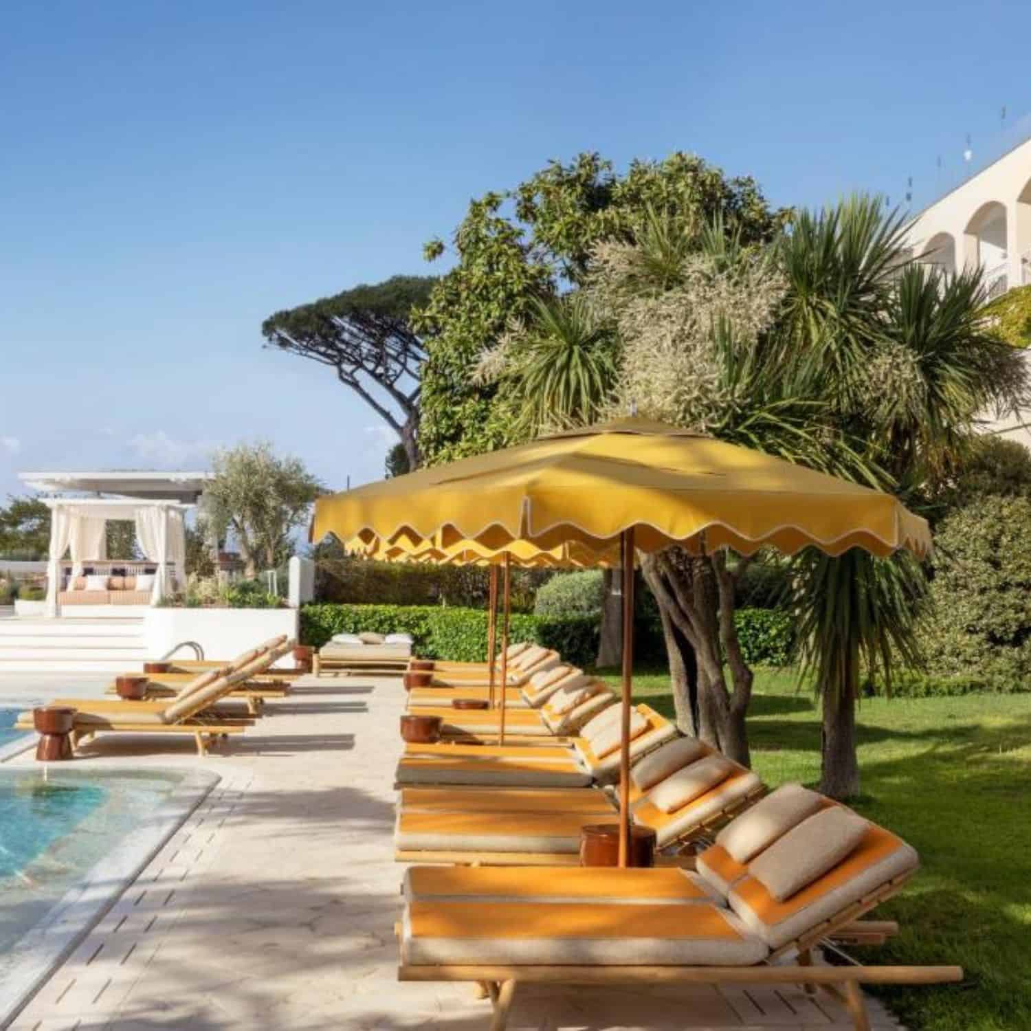 Jumeirah Capri Palace pool and Mediterranean view in Anacapri, Italy honeymoon hotel